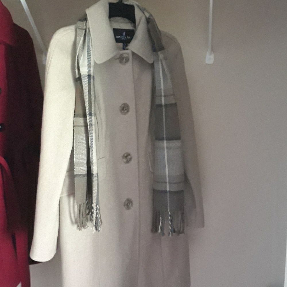 Cream long button up peacoat